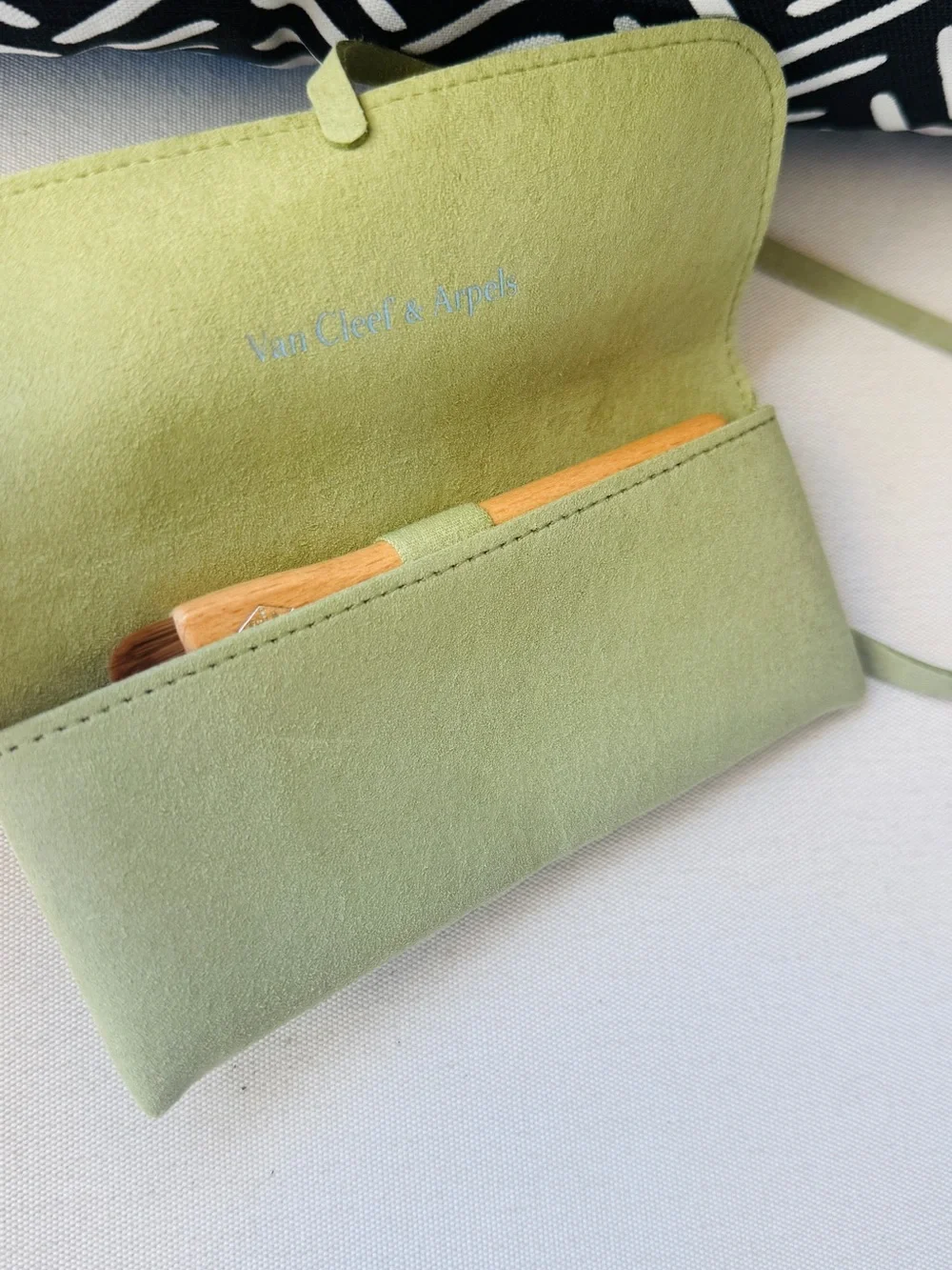 Authentic Van Cleef & Arpels Green Suede Cleaning set